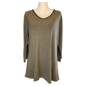 NWT Parsley & Sage Gray Striped‎ Reversible Tunic 3/4 Length Sleeves Size M